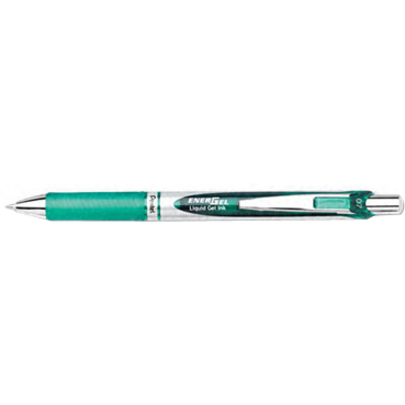 EnerGel EnerGel RTX Liquid Gel Pen - Medium Pen Point - 0.7 mm Pen Point Size - Refillable - Retractable - Green Gel-based Ink - Silver Barrel - 1 Each