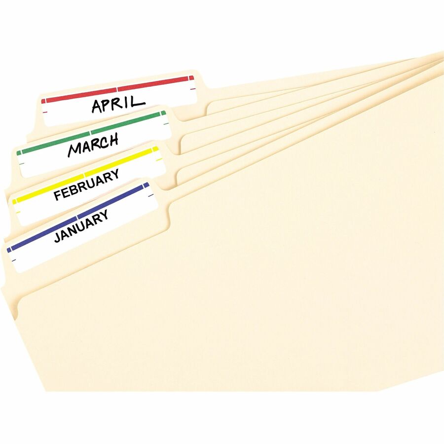 Avery® File Folder Labels, Assorted, 2/3" x 3-7/16" , 252 (5215) - 43/64" Height x 3 7/16" Width - Permanent Adhesive - Rectangle - Laser, Inkjet - Dark Blue, Dark Red, Green, Yellow - Paper - 7 / Sheet - 36 Total Sheets - 252 Total Label(s) - 252 / P
