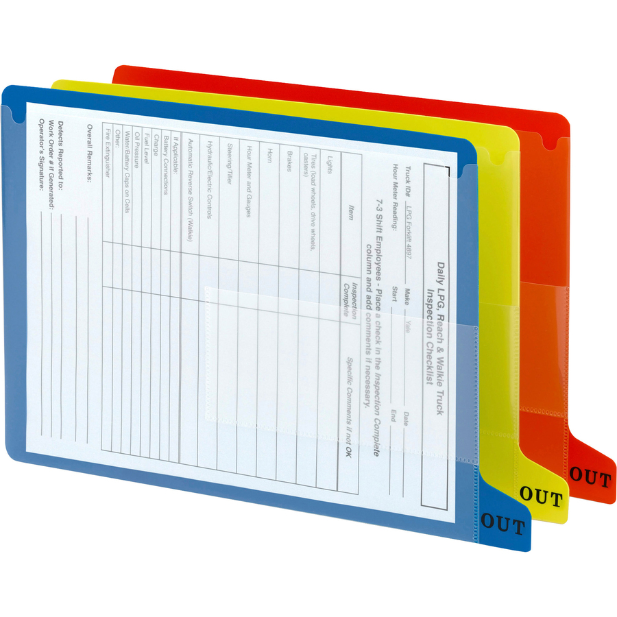 Smead Colored Poly End Tab Out Guides - Bottom Tab(s) - Legal - 8 1/2" Width x 14" Length - Red Poly Divider - 25 / Box - Out Guides - SMD63950