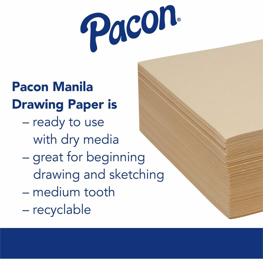 Pacon Cream Manila Drawing Paper 50 lbs. 18 x 24 500 Sheets/Pack