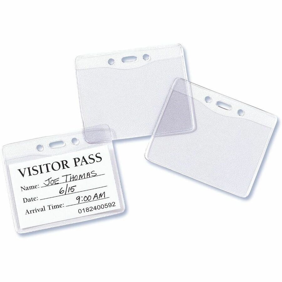 Avery(R) Heavy-Duty Secure Top Clear Badge Holders, Fits Inserts up to 3" x 4" , Landscape, 25 Holders (74471) - Support 3" (76.20 mm) x 4" (101.60 mm) Media - Landscape - Vinyl - 25 / Pack - Clear - Name Badges/Systems - AVE74471