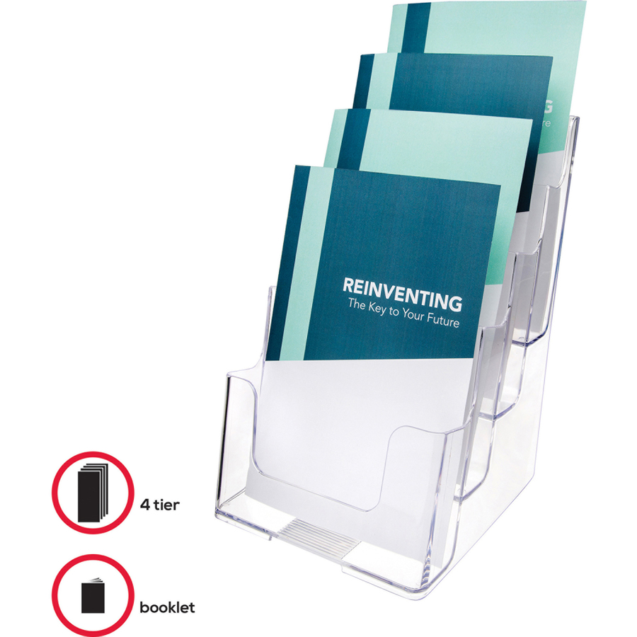 Deflecto Multi-Compartment DocuHolder - 4 Compartment(s) - 4 Tier(s) - 10" Height x 6.8" Width x 6.3" Depth - Desktop - Durable, Compact - Clear - Plastic - 1 Each - Wall Files, Pockets & Accessories - DEF77901