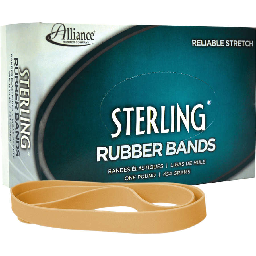 Alliance Rubber 25055 Sterling Rubber Bands - Size #105 - Approx. 70 Bands - 5" x 5/8" - Natural Crepe - 1 lb Box