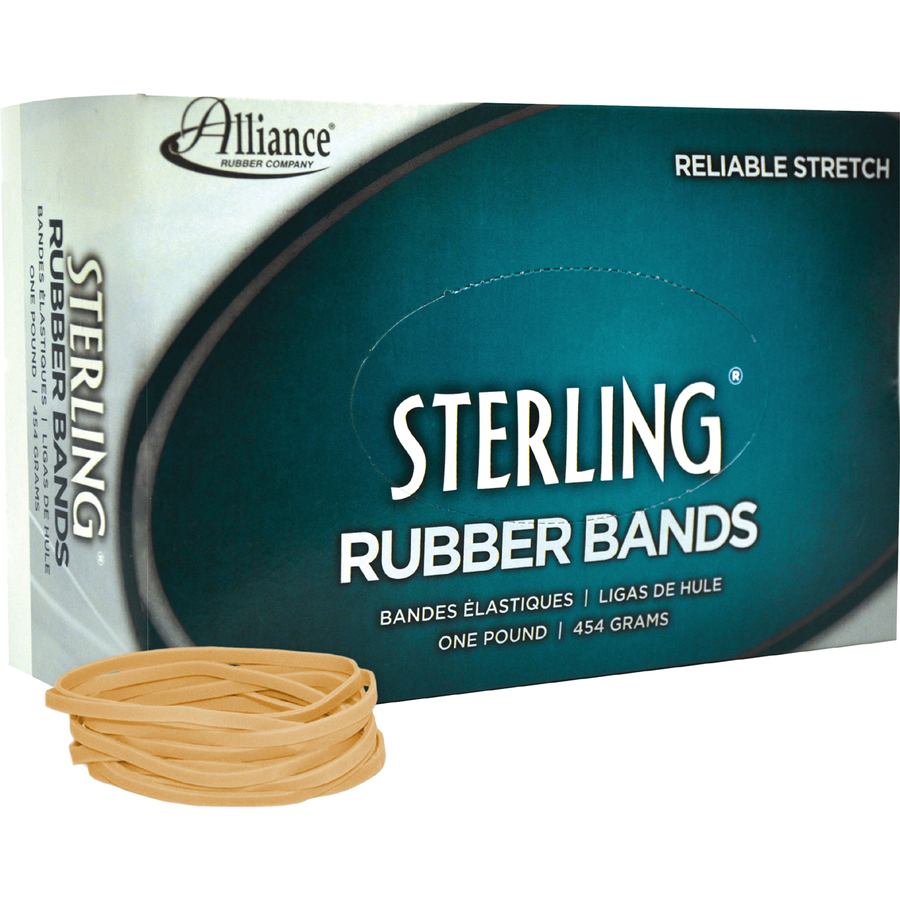 Alliance Rubber 24325 Sterling Rubber Bands - Size #32 - Approx. 950 Bands - 3" x 1/8" - Natural Crepe - 1 lb Box