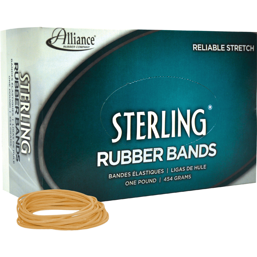 Alliance Rubber 24185 Sterling Rubber Bands - Size #18 - Approx. 1900 Bands - 3" x 1/16" - Natural Crepe - 1 lb Box