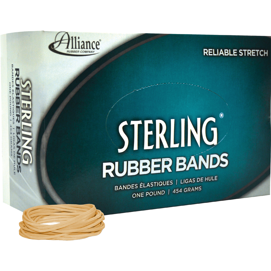 Alliance Rubber 24165 Sterling Rubber Bands - Size #16 - Approx. 2300 Bands - 2 1/2" x 1/16" - Natural Crepe - 1 lb Box