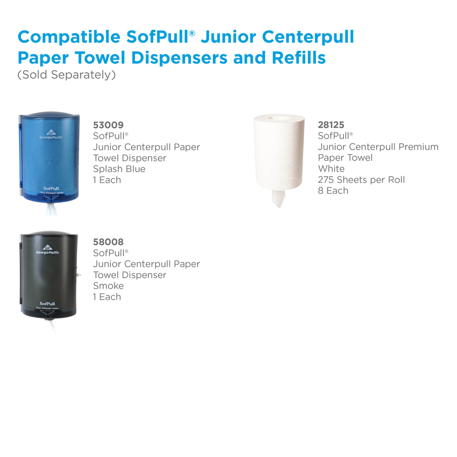 SofPull Centerpull Junior Capacity Paper Towels - 1 Ply - 12" x 7.80" - 275 Sheets/Roll - White - 2200 - 8 / Carton