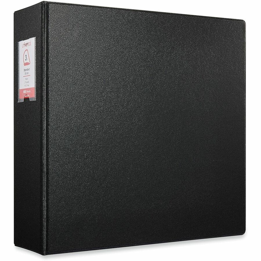 Universal Ring Binder - 3" Binder Capacity - Letter - 8 1/2" x 11" Sheet Size - 600 Sheet Capacity - 3 Ring(s) - Fastener(s): Ring - Pocket(s): 2, Inside Front & Back - Polypropylene - Black - Non-stick - 1 Each
