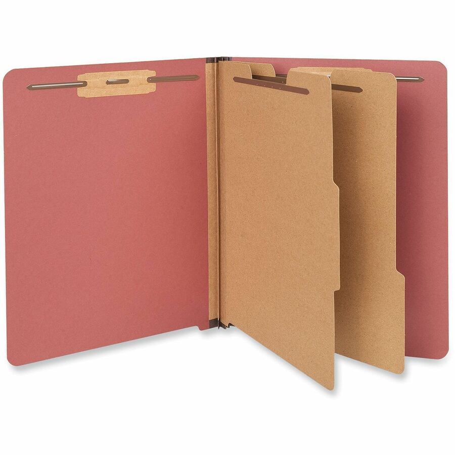 Universal Straight Tab Cut Letter Classification Folder - 2" Expansion - 6 Fastener(s) - 2" Fastener Capacity - End Tab Location - 2 Divider(s) - Red - 10 / Box