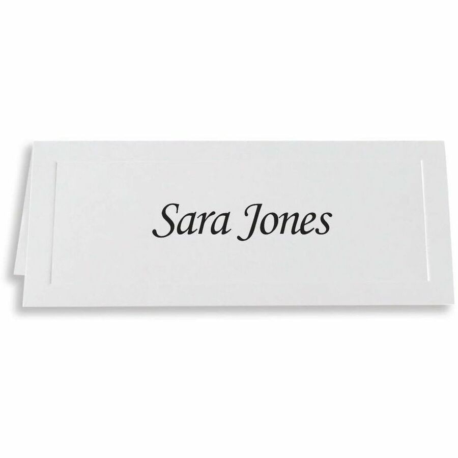 First Base Overtures Traditional Embossed Place Cards, White, Pack of 60, 71413