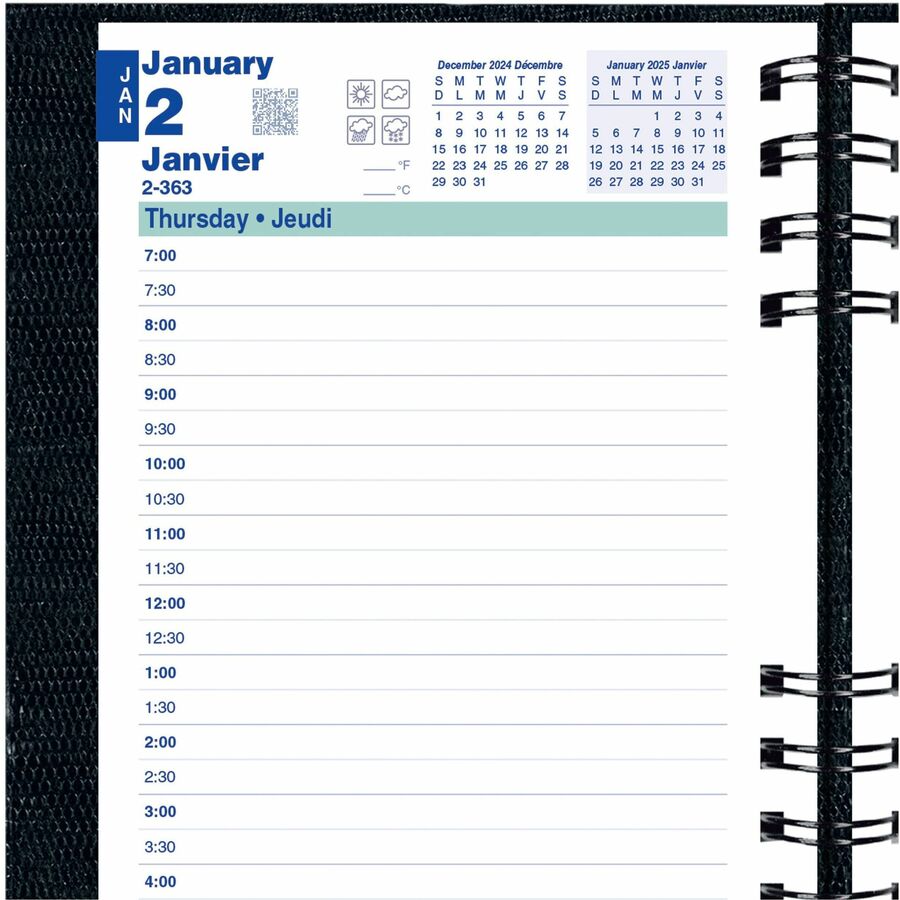 Blueline® CoilPro™ Daily Planners - Julian Dates - Daily - 12 Month - January 2024 till December 2024 - Appointment Books & Planners - BLIC1504C81B