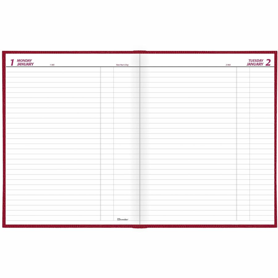 Blueline Brownline Folio Appointment Book - Daily - January 2021 till December 2021 - 1 Day Single Page Layout - 7 7/8" x 10" Sheet Size - Red - Reference Calendar, Tear-off, Hard Cover - 1 Each - Pads & Notebooks - BLIC550RD