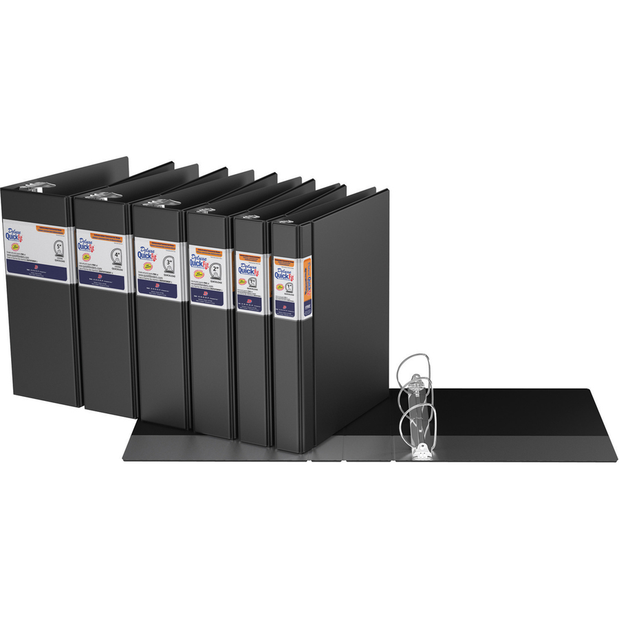 QuickFit D-Ring Deluxe Commercial File Binder - 1" Binder Capacity - 8 1/2" x 11" Sheet Size - 250 Sheet Capacity - D-Ring Fastener(s) - Internal Pocket(s) - Black - Recycled - 1 Each - Standard Ring Binders - RGO29011
