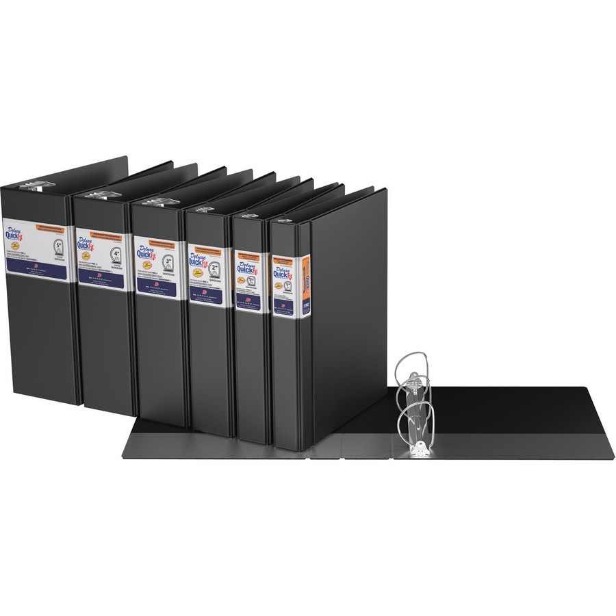 QuickFit D-Ring Deluxe Commercial File Binder - 1" Binder Capacity - 8 1/2" x 11" Sheet Size - 250 Sheet Capacity - D-Ring Fastener(s) - Internal Pocket(s) - Black - Recycled - 1 Each = RGO29011