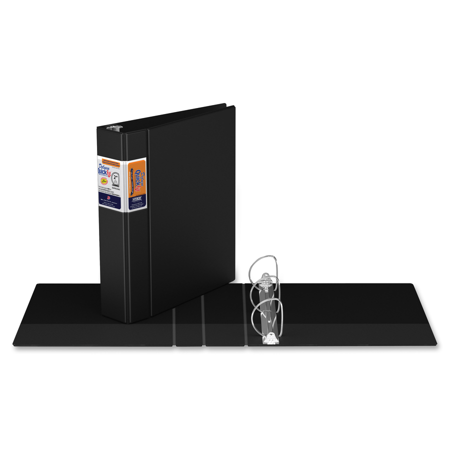 QuickFit D-Ring Deluxe Commercial File Binder - 2" Binder Capacity - 8 1/2" x 11" Sheet Size - 450 Sheet Capacity - D-Ring Fastener(s) - Internal Pocket(s) - Black - Recycled - 1 Each = RGO29031