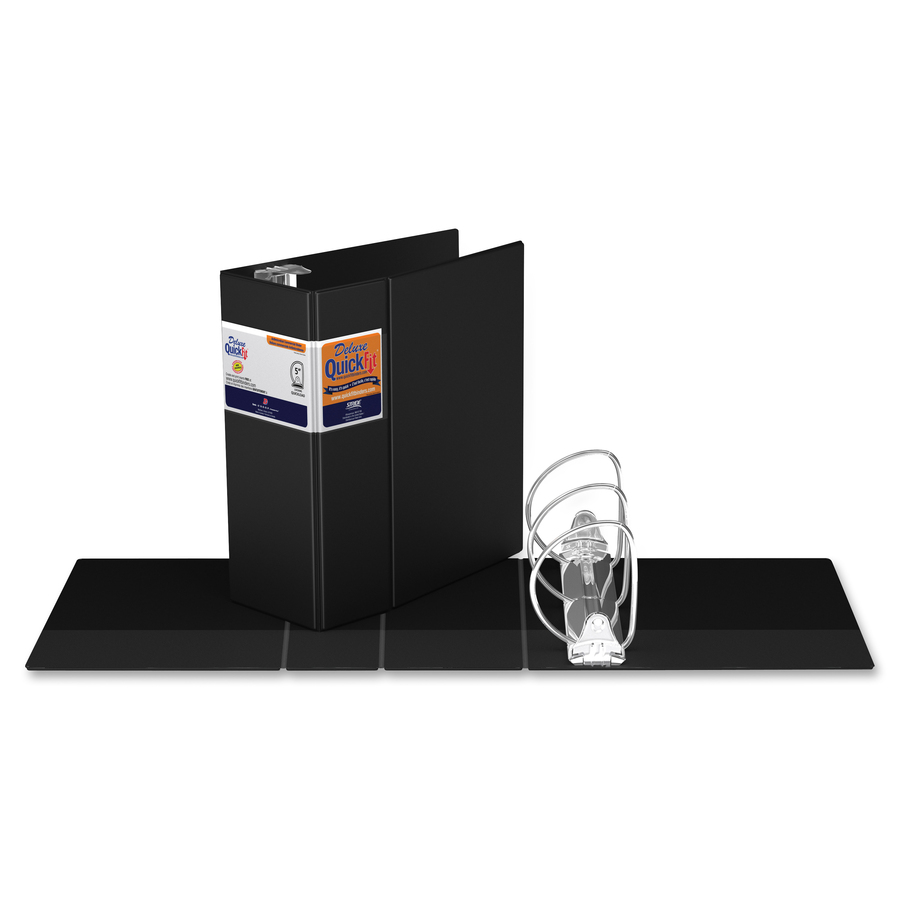 QuickFit D-Ring Deluxe Commercial File Binder - 5" Binder Capacity - 8 1/2" x 11" Sheet Size - 950 Sheet Capacity - D-Ring Fastener(s) - Internal Pocket(s) - Black - Recycled - 1 Each = RGO29071