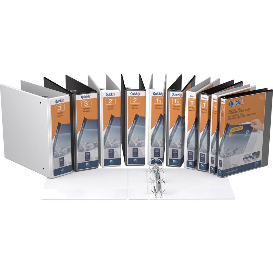 QuickFit QuickFit Round Ring View Binder - 5/8" Binder Capacity - Letter - 8 1/2" x 11" Sheet Size - 3 x Round Ring Fastener(s) - Internal Pocket(s) - White - Recycled - Clear Overlay, Easy Insert Spine - 1 Each = RGO870000