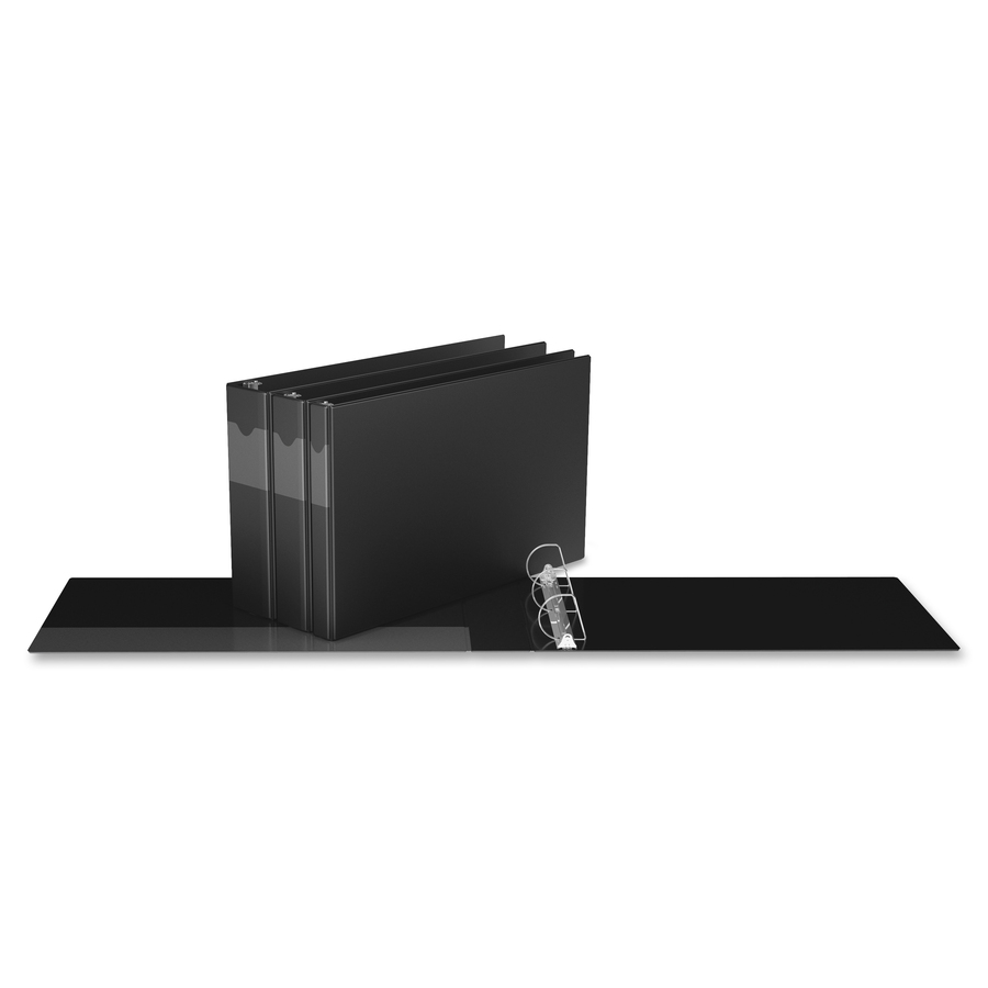 Davis Angle D-ring Large-format Ledger Binder - 1" Binder Capacity - Ledger - 11" x 17" Sheet Size - 225 Sheet Capacity - D-Ring Fastener(s) - Black - Recycled - Heavy Duty, Spine Label, Antimicrobial, Locking Ring - 1 Each - Standard Ring Binders - RGO94111
