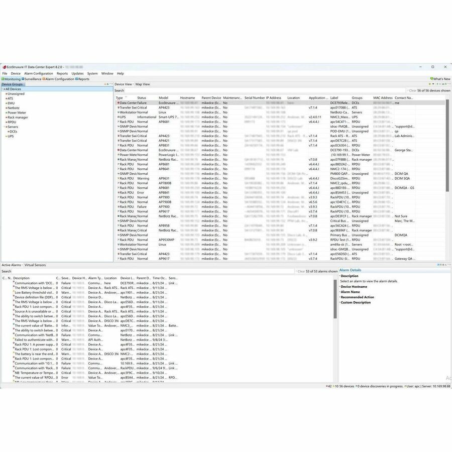 Appliance, EcoStruxure IT Data Center Expert, basic, up to 525 devices, up to 15 surveillance cameras, remote monitoring, management