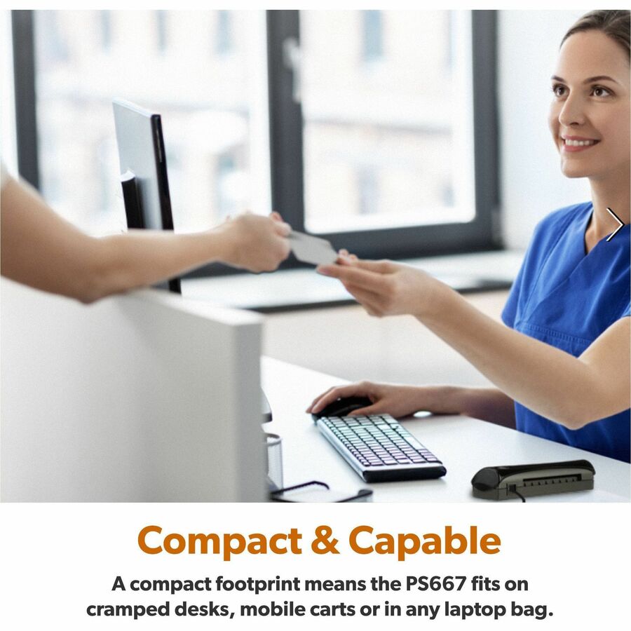 Ambir PS667 Simplex A6 ID Card Scanner - 48 bit Color - 24 bit Grayscale