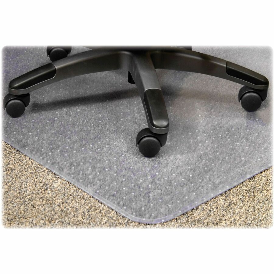 Lorell PlushMat Standard Lip Chairmat - 48" (1219.20 mm) Length x 36" (914.40 mm) Width x 0.13" (3.38 mm) Thickness - Lip Size 10" (254 mm) Length x 19" (482.60 mm) Width - Vinyl - Clear - Carpet Chair Mats - LLR25757