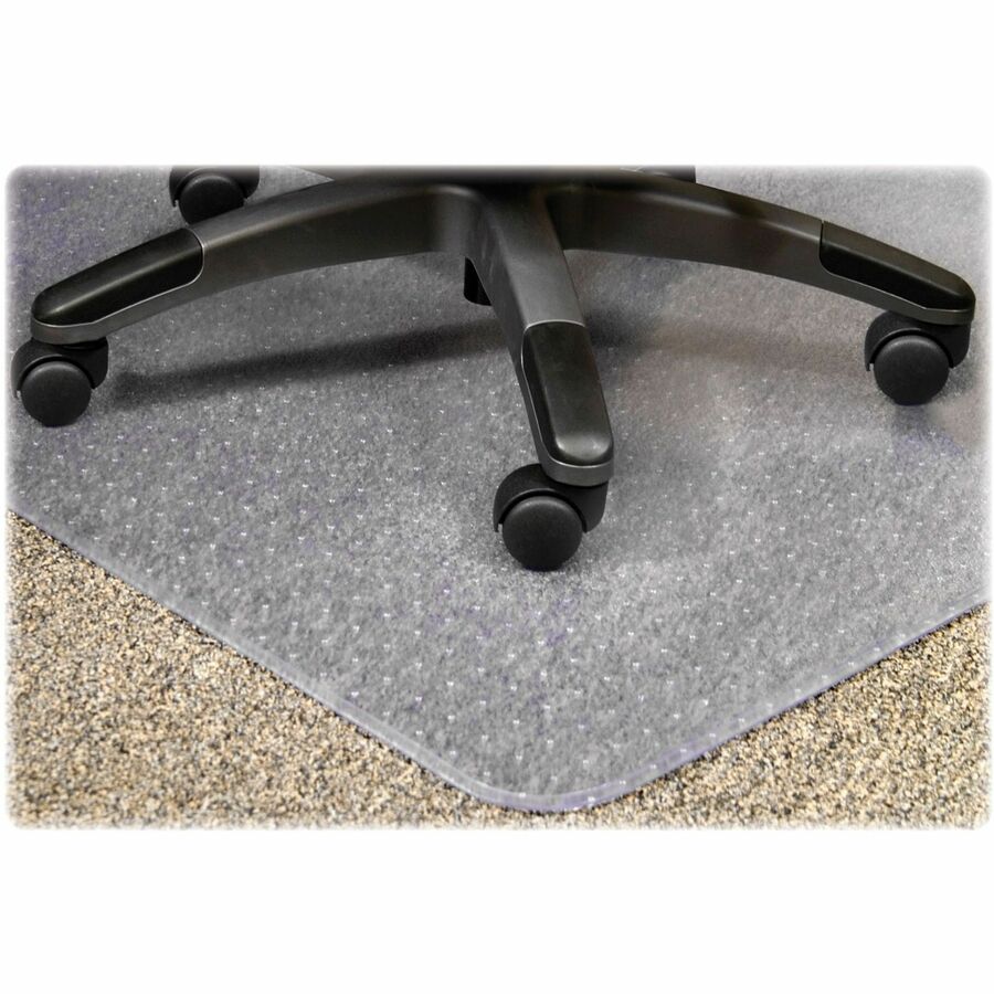 Lorell Rectangular Medium Pile Chairmat - Carpeted Floor - 60" (1524 mm) Length x 46" (1168.40 mm) Width x 0.13" (3.38 mm) Thickness - Rectangle - Vinyl - Clear = LLR25754