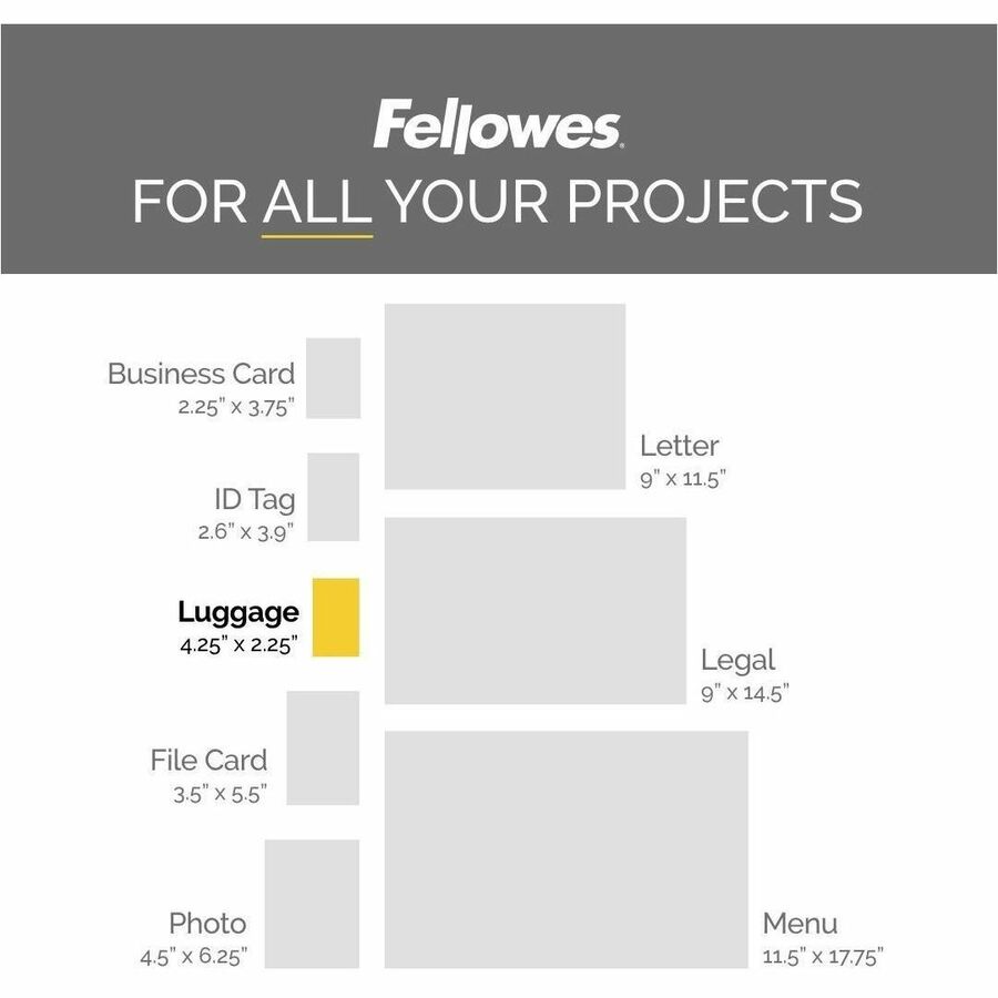 Fellowes Glossy Pouches - Luggage Tag with loop, 5 mil, 25 pack - Laminating Pouch/Sheet Size: 2.50" Width x 5 mil Thickness - Type G - Glossy - for Document, Luggage Tag - Durable - Clear - 25 / Pack - Laminating Supplies - FEL52003