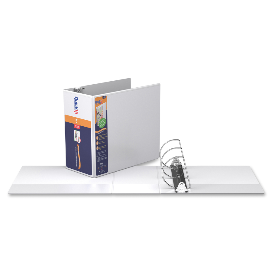 QuickFit QuickFit Locking Angle D-ring View Binder - 5" Binder Capacity - D-Ring Fastener(s) - White - Recycled - Locking Ring, Heavy Duty - 1 Each = RGO870700