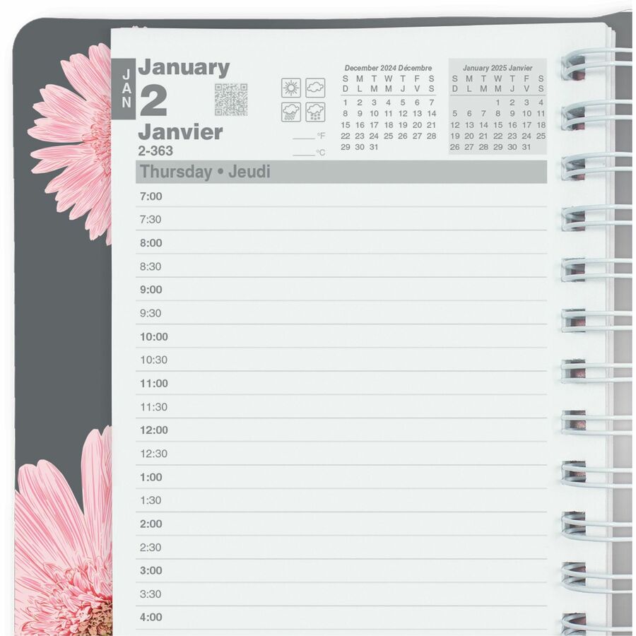 Blueline Blueline Pink Daisy Daily Planner - Business - Daily - 1 Year - January 2024 - December 2024 - Business Diaries - BLIC1504W95BT