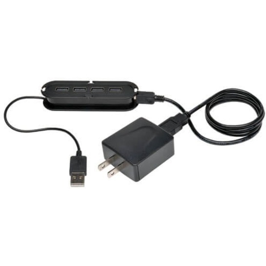 Tripp Lite by Eaton 4-Port USB 2.0 Mobile Hi-Speed Ultra-Mini Hub w/ Power Adapter