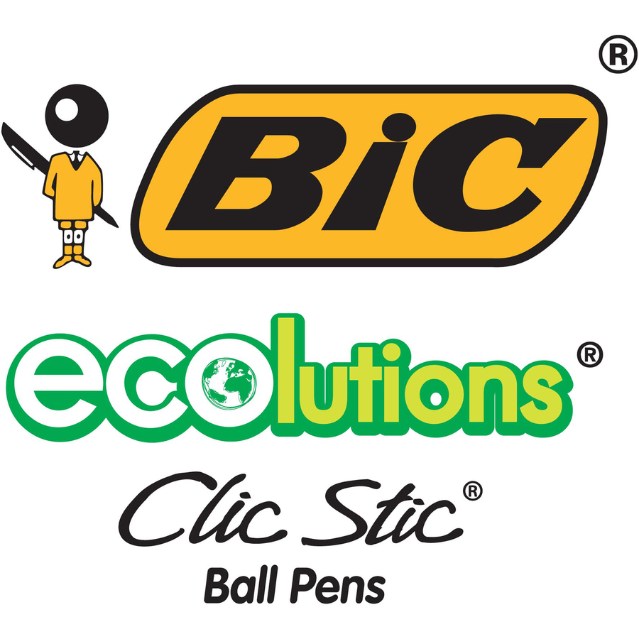 BIC Clic Stic Retractable Ball Pens - Medium Pen Point - Retractable - Black - Clear Barrel - 1 Dozen