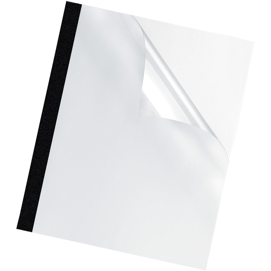 Fellowes Thermal Presentation Covers - 11" Height x 8.5" Width x 0.1" Depth - 0.12" Maximum Capacity - 30 x Sheet Capacity - Rectangular - Black, Clear - Polyvinyl Chloride (PVC) - 10 / Pack