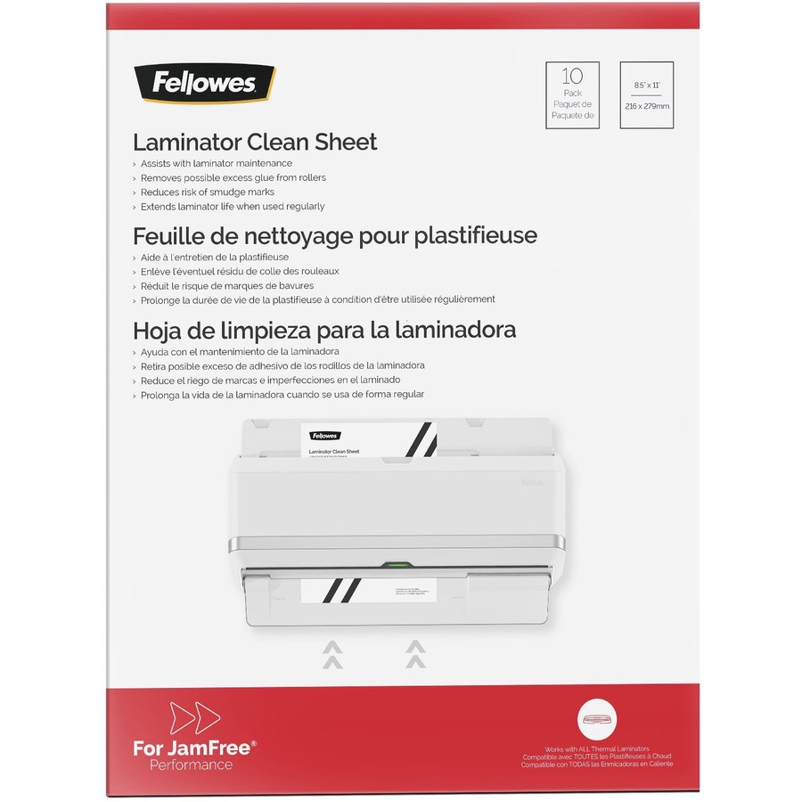 Fellowes Laminator Cleaning Sheets 10pk - 10 / Pack - White