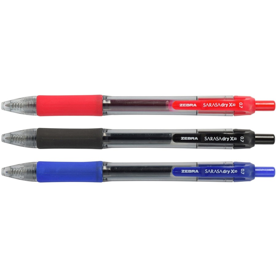 Zebra Sarasa Dry X20 Retractable Gel Pen - 0.7mm Medium Pen Point -  Retractable - Black Pigment-based Ink - Translucent Barrel - 20 + 4 / Pack  - Bluebird Office Supplies