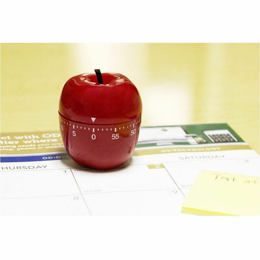 Baumgartens Apple Timer RED - 1 Hour - For Office, Classroom, Kitchen, Game - Red