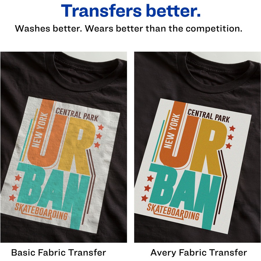Avery® Heat Transfers for Dark Fabric, 8.5" x 11" , 5 Sheets (3279
