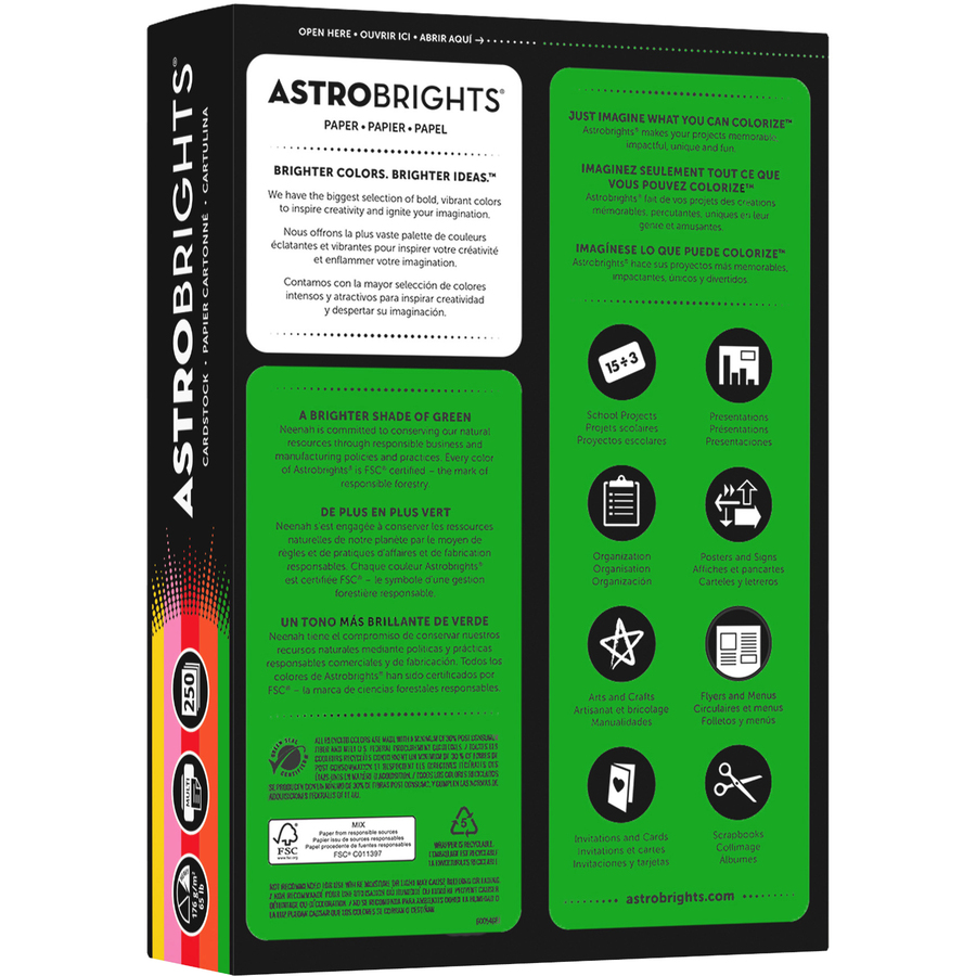 Astrobrights Cardstock 8.5 x 11 65 Lb. Stardust White 250 Sheets