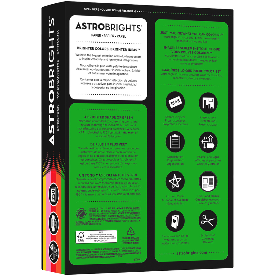 Astrobrights Color Cardstock, Letter, Smooth - 100 / Pack