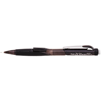 Pentel .5mm Twist Erase Click Mechanical Pencil - #2 Lead - 0.5 mm Lead Diameter - Refillable - Transparent, Black Barrel - 1 Each
