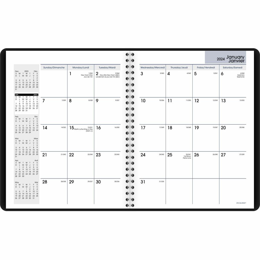At-A-Glance Planner - Julian Dates - Monthly - 1 Year - January 2024 - December 2024 - Appointment Books & Planners - AAGGF40000