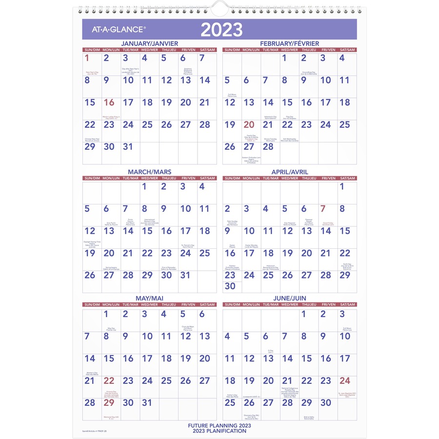 At-A-Glance Wall Calendar - Julian Dates - Monthly - 1 Year - January 2024 till December 2024 - Wall Calendars - AAGPM3F28