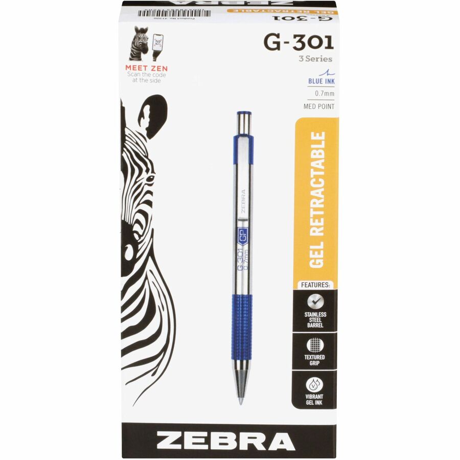 Stylo à bille roulante r&eacute;tractable "G-301" - Zebra Pen