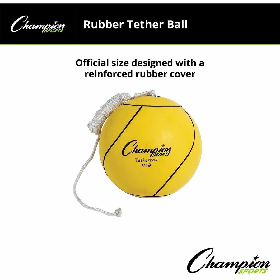 Champion Sports Yellow Tether Ball - Rubber, Nylon - Yellow - 1  Each