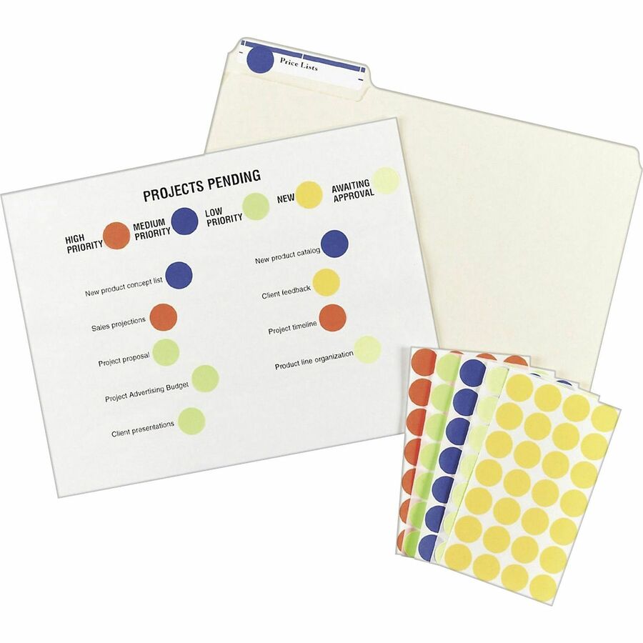 Round Color Coding Labels, Removable Adhesive, Laser & Inkjet