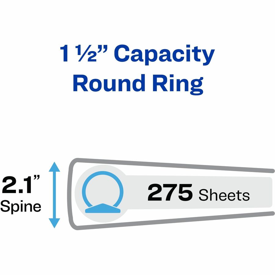 Avery® Economy 3 Ring Binder - 1 1/2" Binder Capacity - Letter - 8 1/2" x 11" Sheet Size - 275 Sheet Capacity - 3 x Round Ring Fastener(s) - 2 Internal Pocket(s) - Polypropylene - Black - Recycled - Pocket - 1 Each