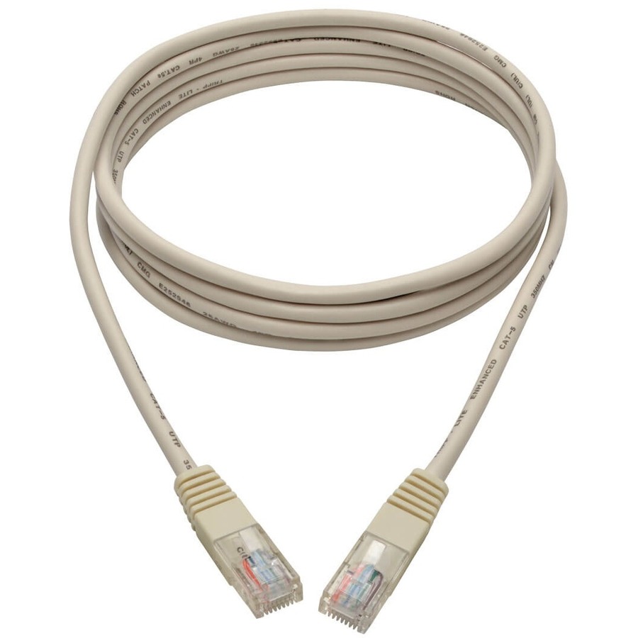 Eaton Tripp Lite Series Cat5e 350 MHz Molded (UTP) Ethernet Cable (RJ45 M/M), PoE - White, 7 ft. (2.13 m)