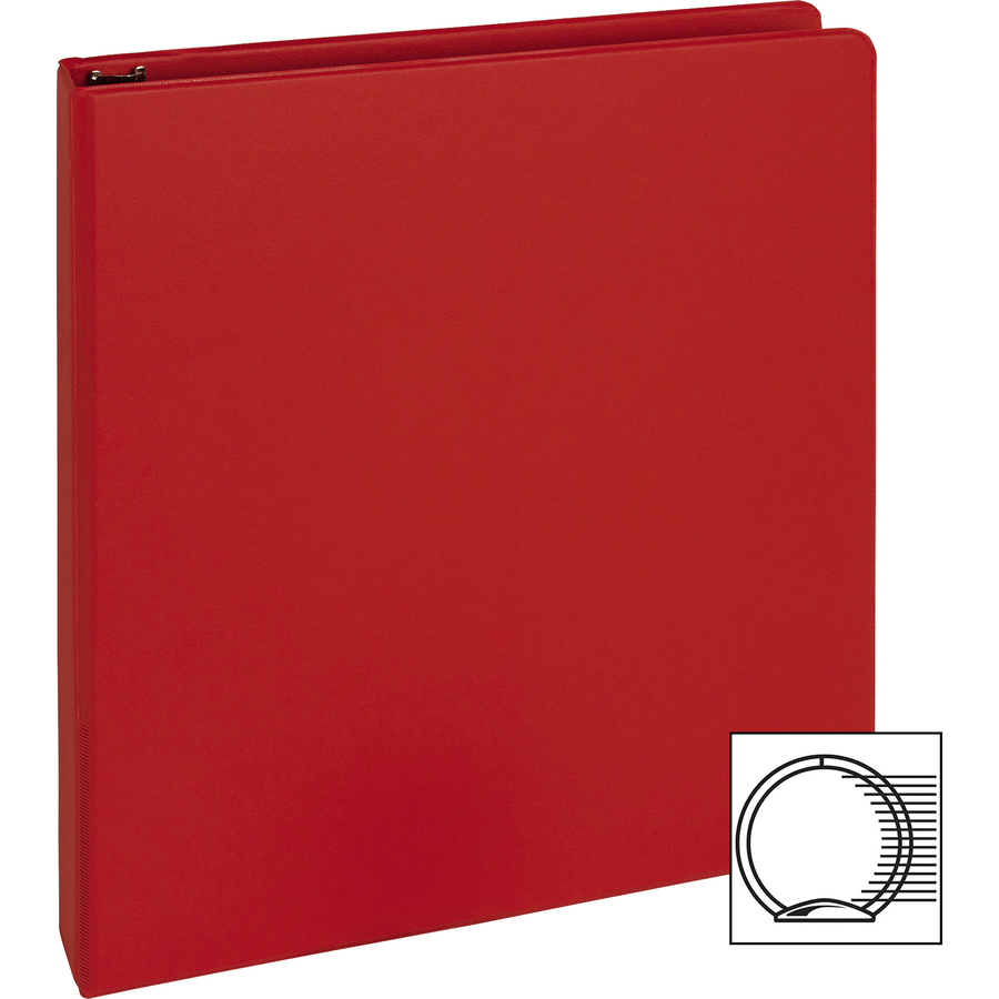 Business Source Basic Round Ring Binders - 1" Binder Capacity - Letter - 8 1/2" x 11" Sheet Size - 225 Sheet Capacity - 3 x Round Ring Fastener(s) - Polypropylene, Chipboard - Red - 317.5 g - Sturdy - 1 Each = BSN28550