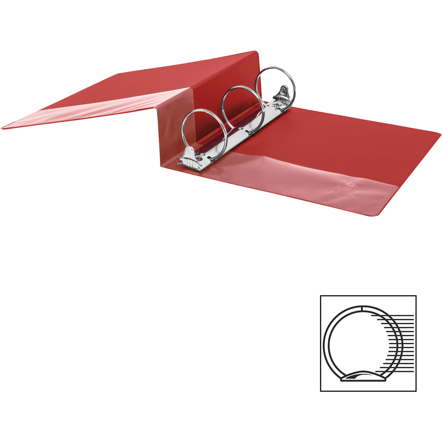 Business Source Basic Round Ring Binders - 3" Binder Capacity - Letter - 8 1/2" x 11" Sheet Size - Round Ring Fastener(s) - Vinyl - Red - 762 g - 1 Each - Standard Ring Binders - BSN28770
