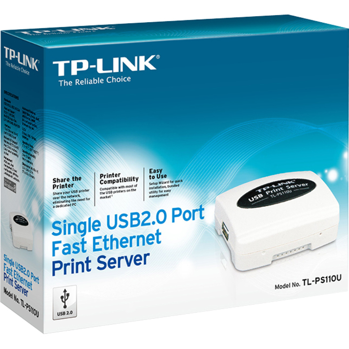 TP-LINK TL-PS110U Single USB2.0 port fast ethernet Print Server, supports E-mail Alert, Internet Printing Protocol (IPP) SMB