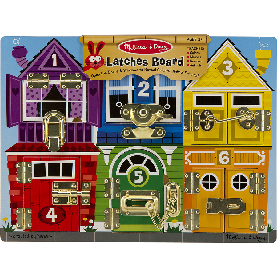 Melissa & Doug Latches Board - Theme/Subject: Fun - Skill Learning: Fine Motor, Color, Number, Animal - 3 Year & Up - Teaching Supplies - LCI13785